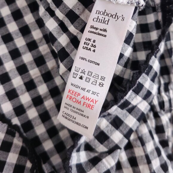 NEW Nobody's Child Black Gingham Frill Collar Blouse - S (US 4) - Picture 5 of 5